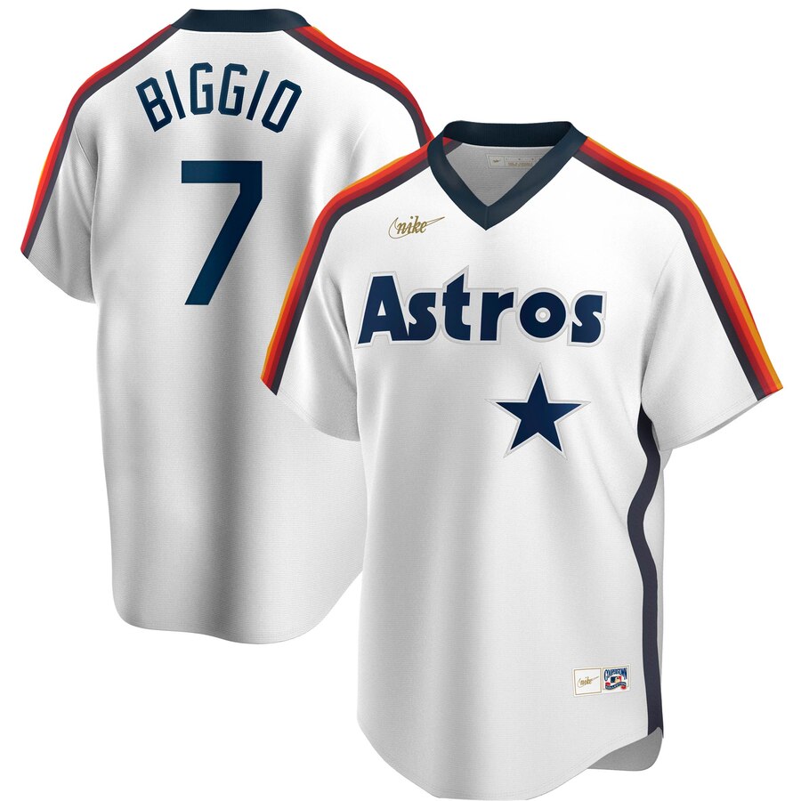 Houston Astros 7 Craig Biggio Nike Home Cooperstown Collection Logo Player MLB Jersey White